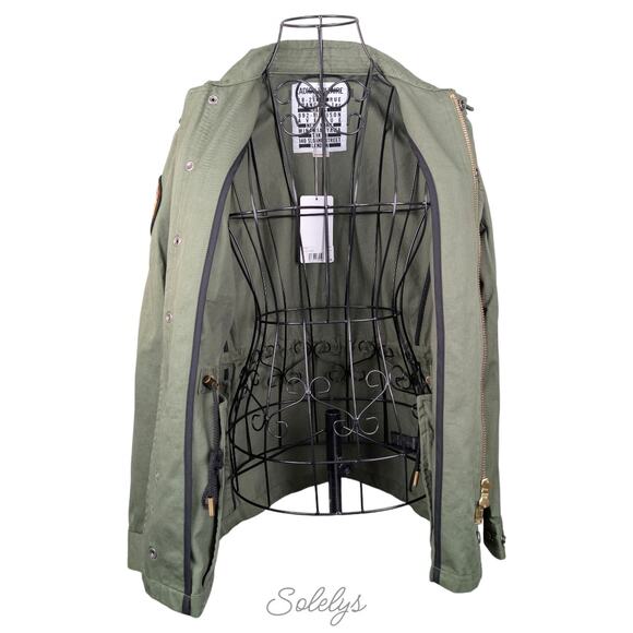 Zadig & Voltaire Kayak Green Gold Butterfly Cotton Cargo Utility Jacket XS NWT - Picture 9 of 11